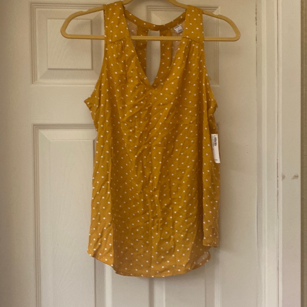 Old navy mustard polka dot blouse nwt